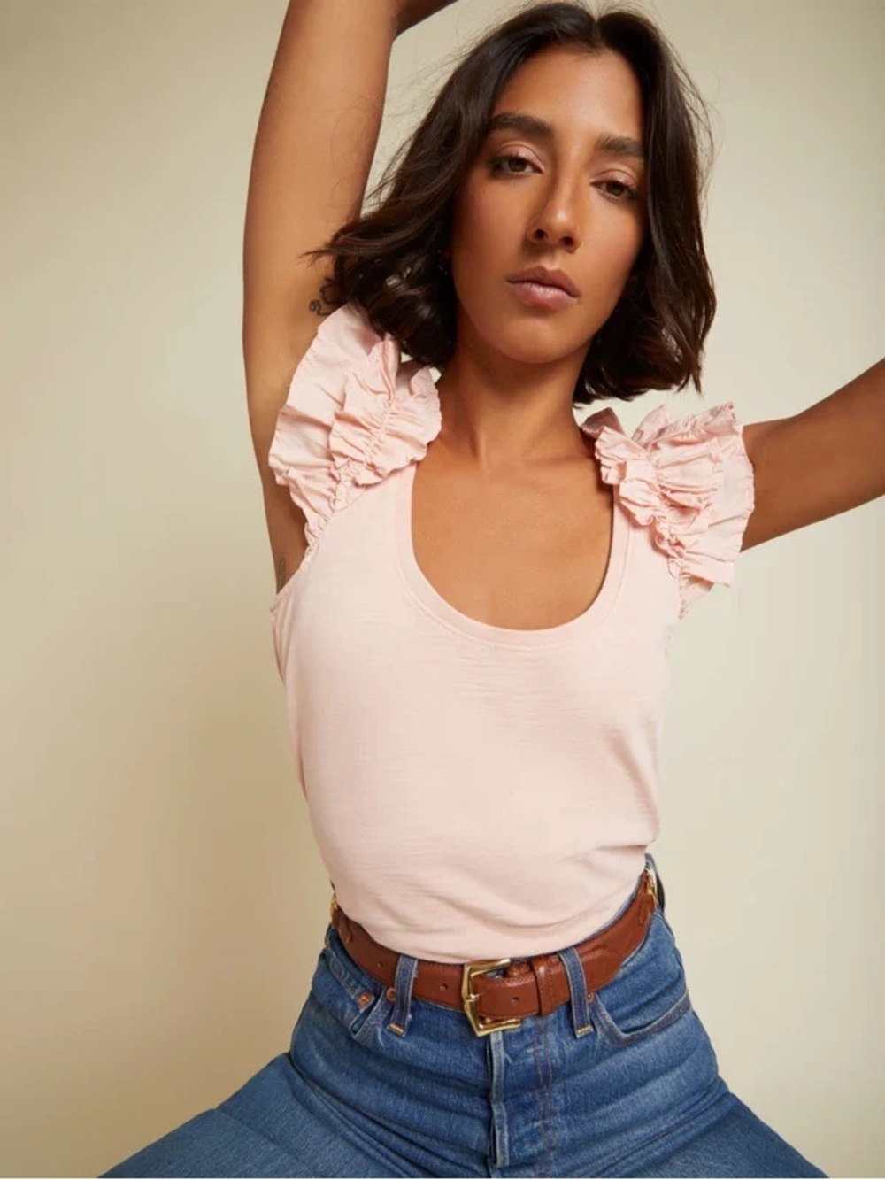 NATION LTD | Valentina Ruffled Tank in Light Pink Millennial - Picture 3 of 13